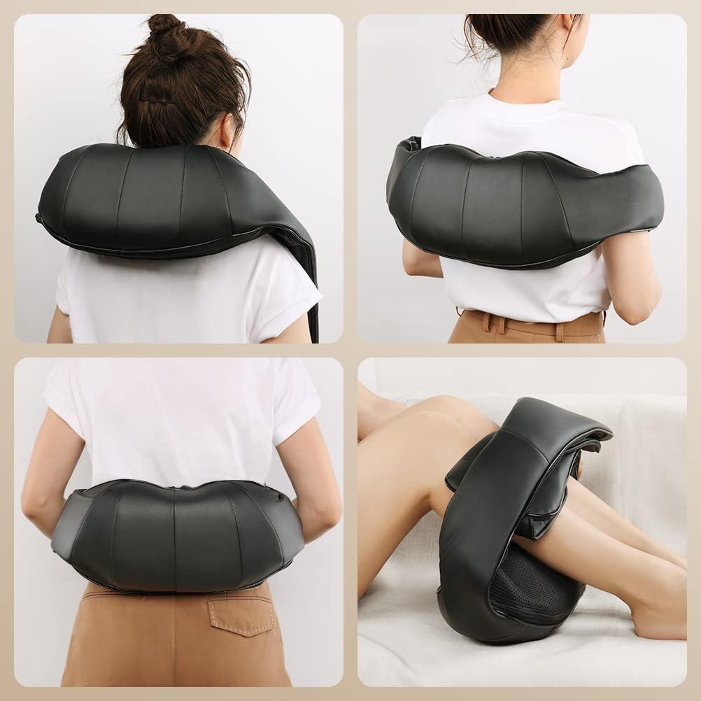 Thumbnail 6 de Massaggiatore cervicale e schiena Shiatsu 4D con 3 velocità e riscaldamento – Nero PU leather