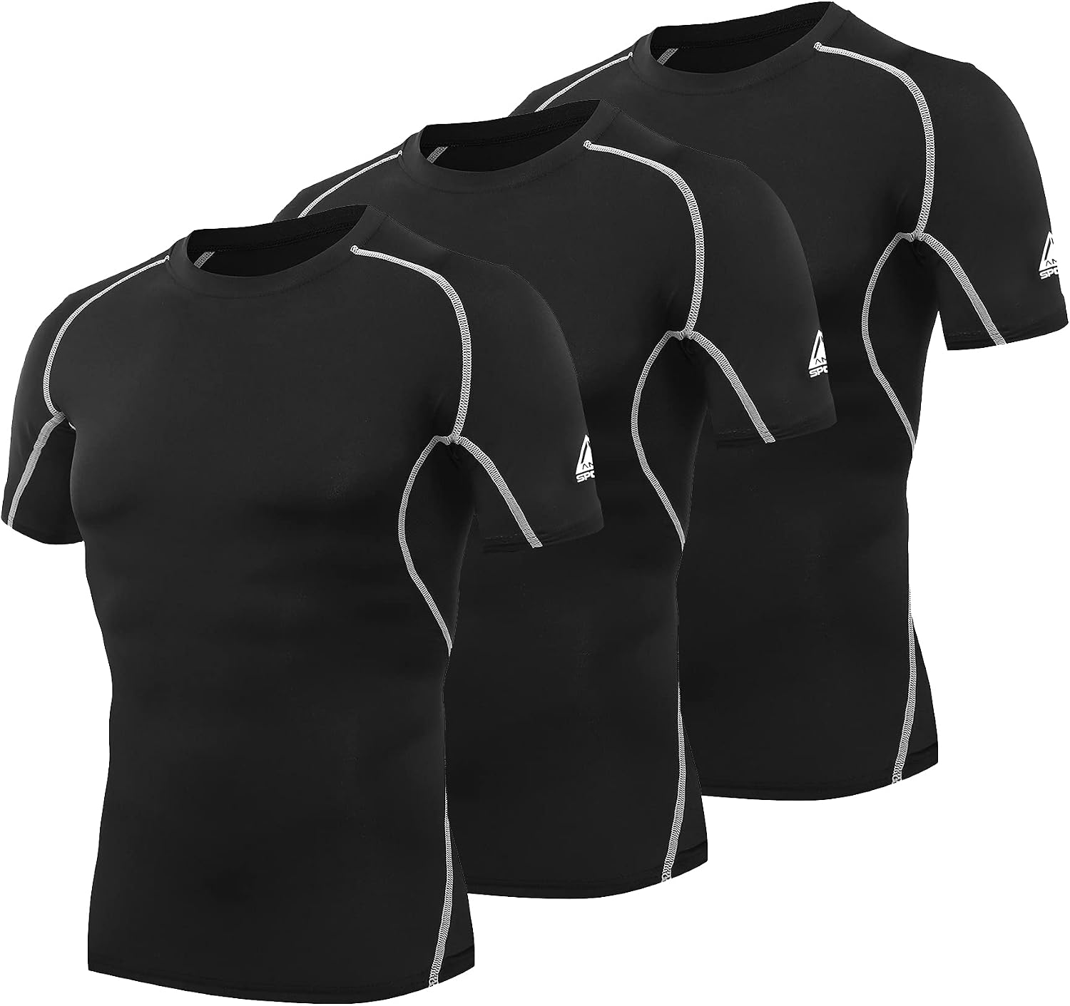 AMZSPORT Haut de compression homme à manches courtes (couche de base) pour sport