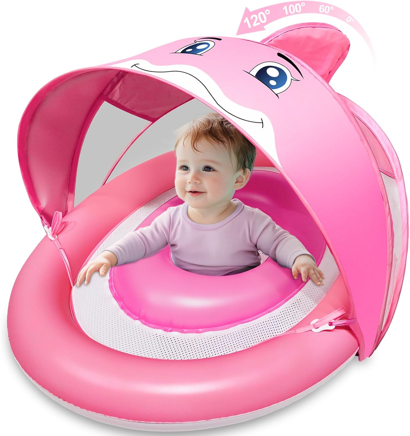 Thumbnail 6 de Baby Pool Float with Canopy UPF50+ for Ages 6-36 Months: 4-Stage Canopy, Anti-Tip Seat & Dual Air Chambers