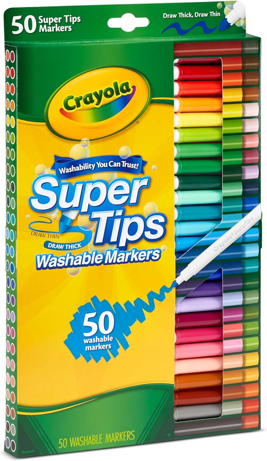 Thumbnail 2 de Crayola Supertips Rotuladores Lavables para Niños, 50 Colores 🖍️