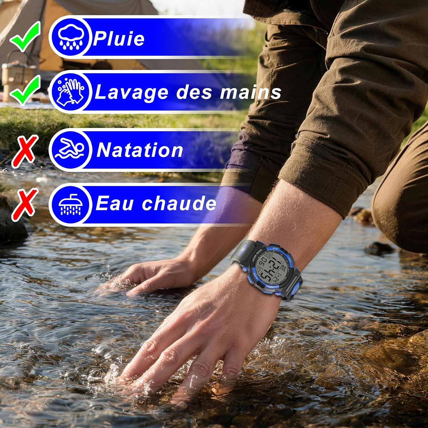 Detalle de Juboos Montre Numérique Homme Sport Étanche 3ATM avec Rétroéclairage LED