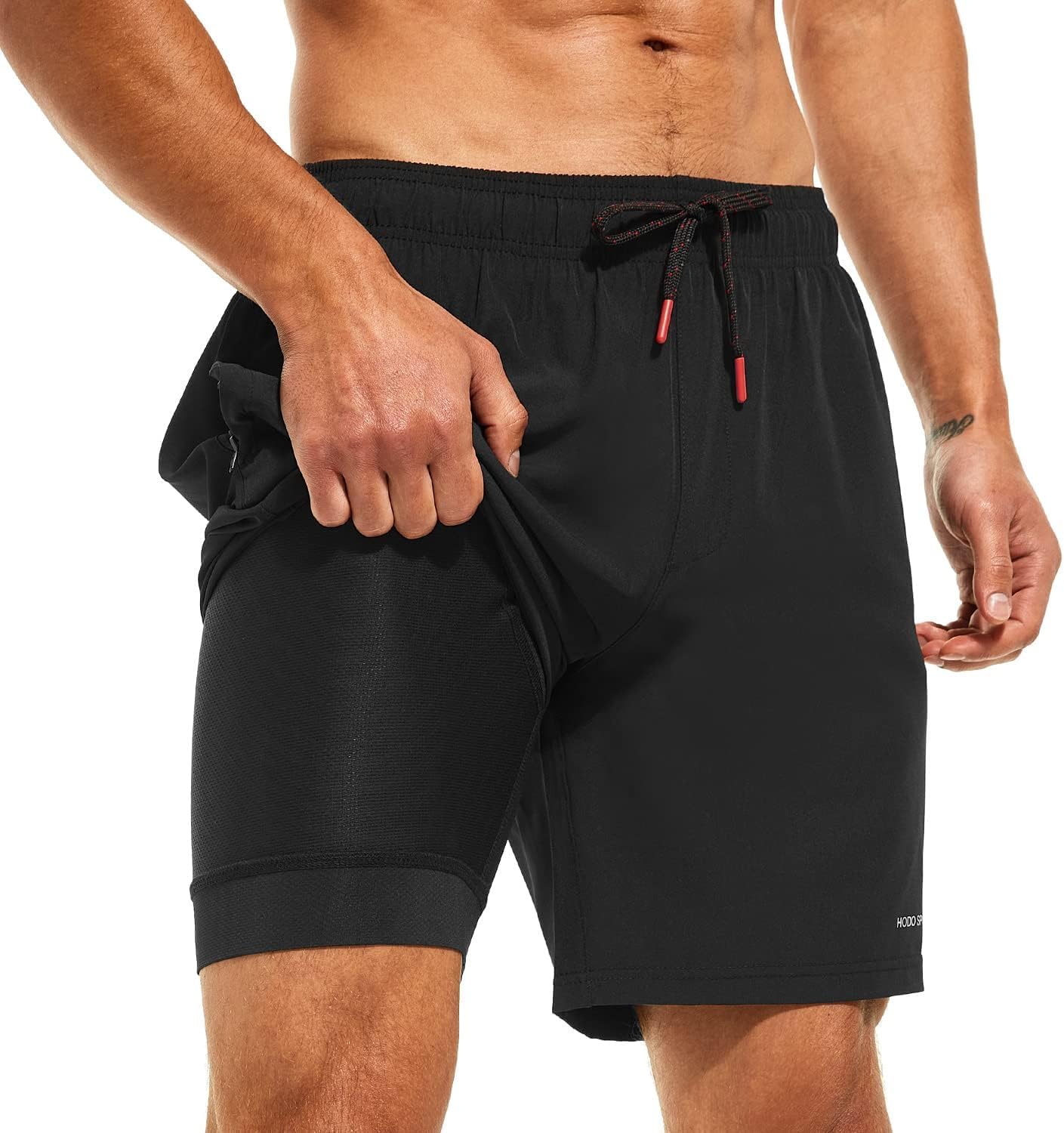Thumbnail 5 de HODOSPORTS Mens 7" Swim Trunks with Compression Liner – Quick-Dry, Zipper Pockets