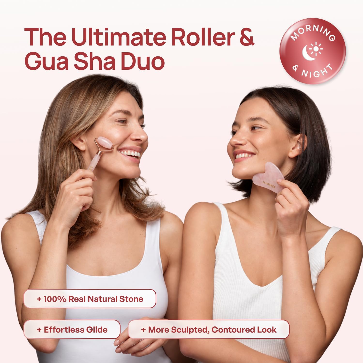 Detalle 2 de PLANTIFIQUE MYY-01 Rose Quartz Gua Sha & Face Roller Set