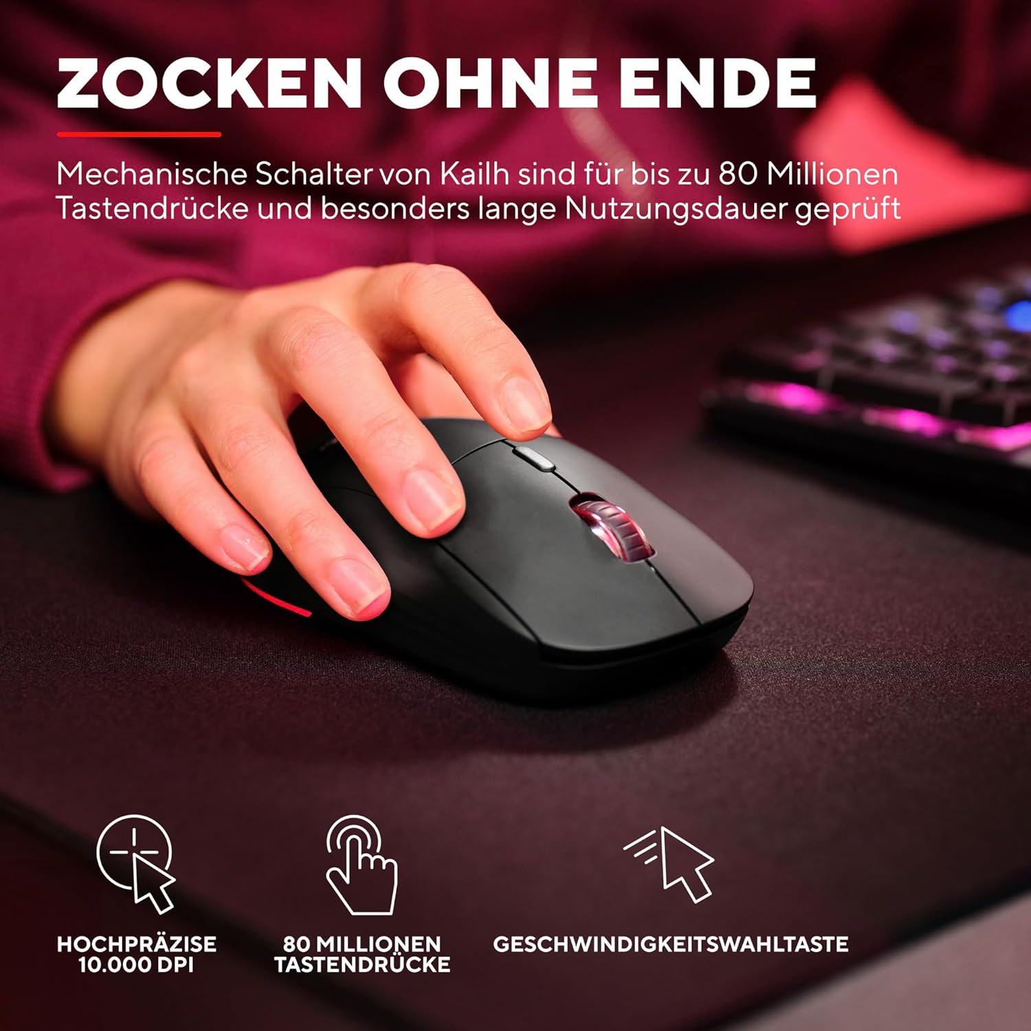 Detalle de Trust Gaming GXT 926 Redex II – kabellose Gaming-Maus mit langer Laufzeit und RGB-Highlights