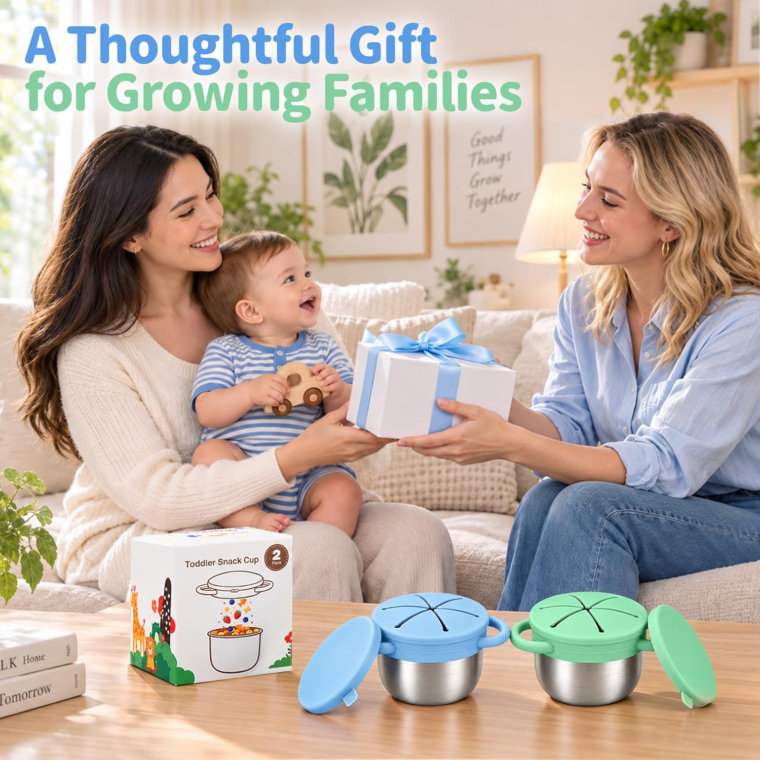 Thumbnail 6 de Daximo 2-Pack Toddler Snack Cups, 6 oz Stainless Steel with Silicone Lids