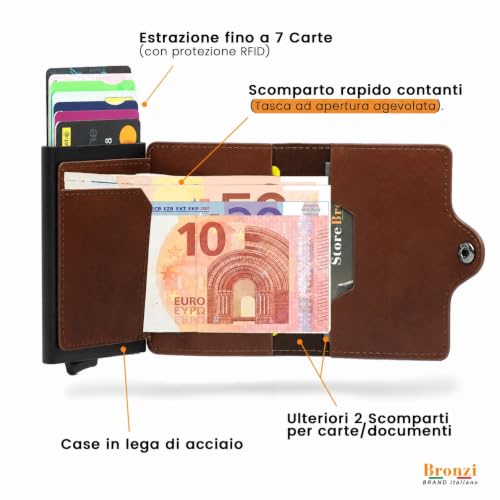 Thumbnail 2 de Bronzi Portafoglio Portacarte RFID Slim in Pelle Marrone – Design italiano, protezione e leggerezza per ogni occasione