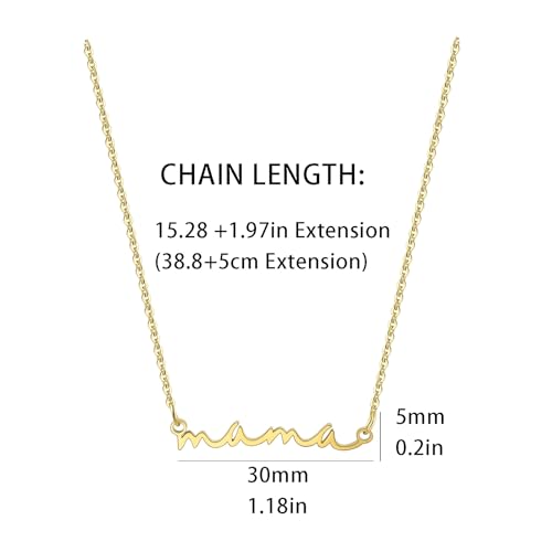 Detalle de Aliyoham 14K Gold Plated Mama Necklace with Mum Letter Pendant