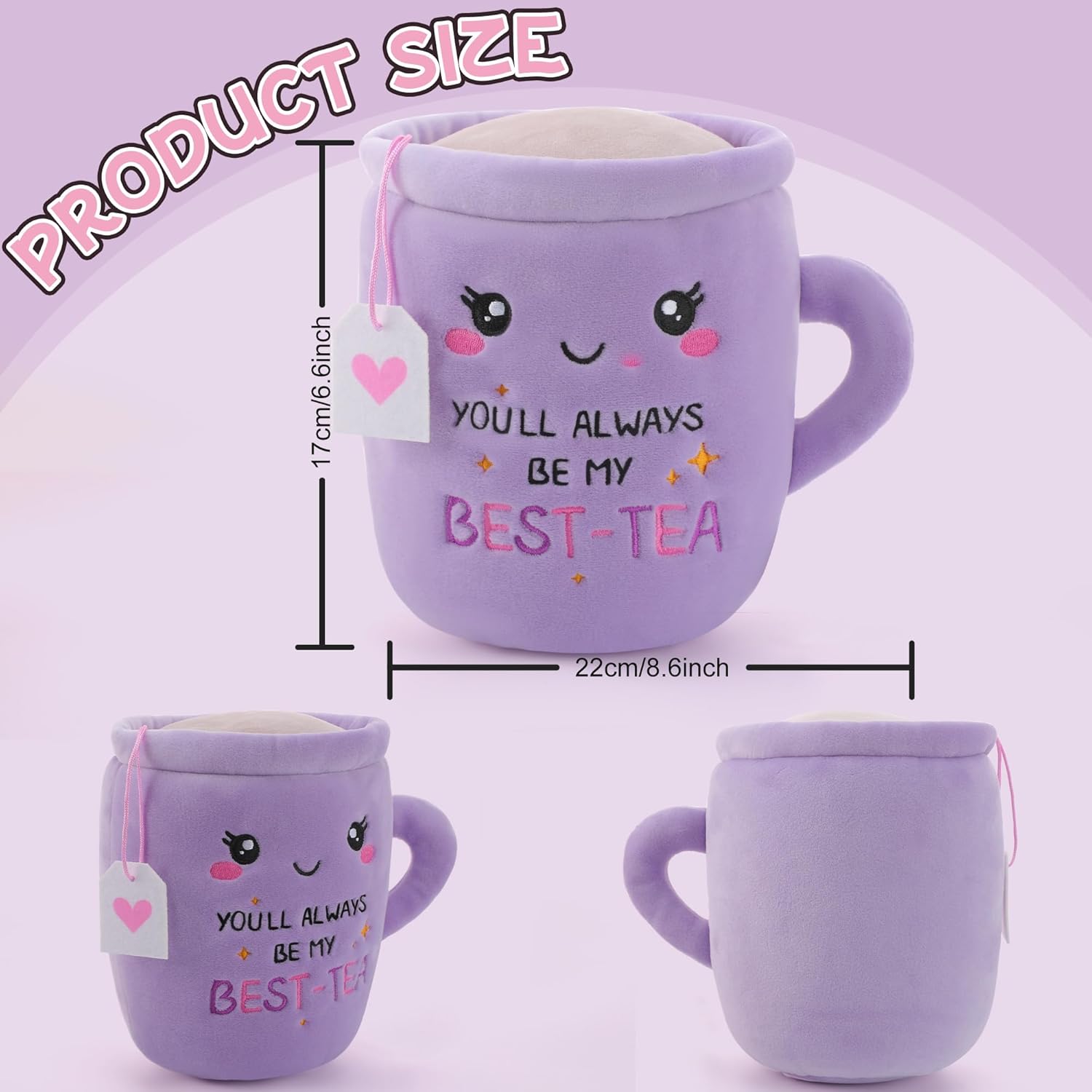 Thumbnail 1 de Purple Tea Mug “Best-Tea” plush toy gift (6-inch) for best friends, sisters or work friends