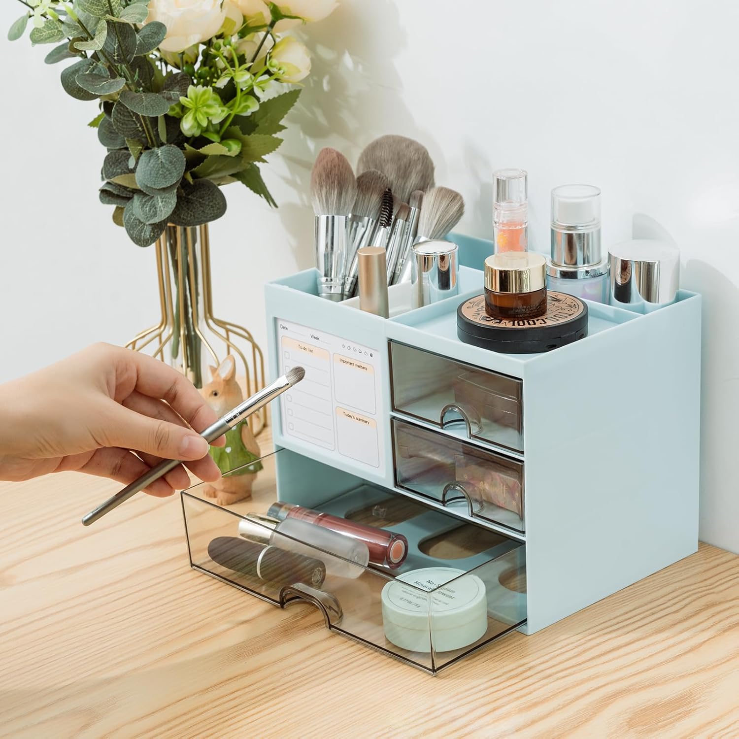 Thumbnail 6 de RISEMART Schreibtisch-Organizer mit 3 Schubladen & Stifthalter (blau) – 5-Fach-Aufbewahrung für Büro und Zuhause