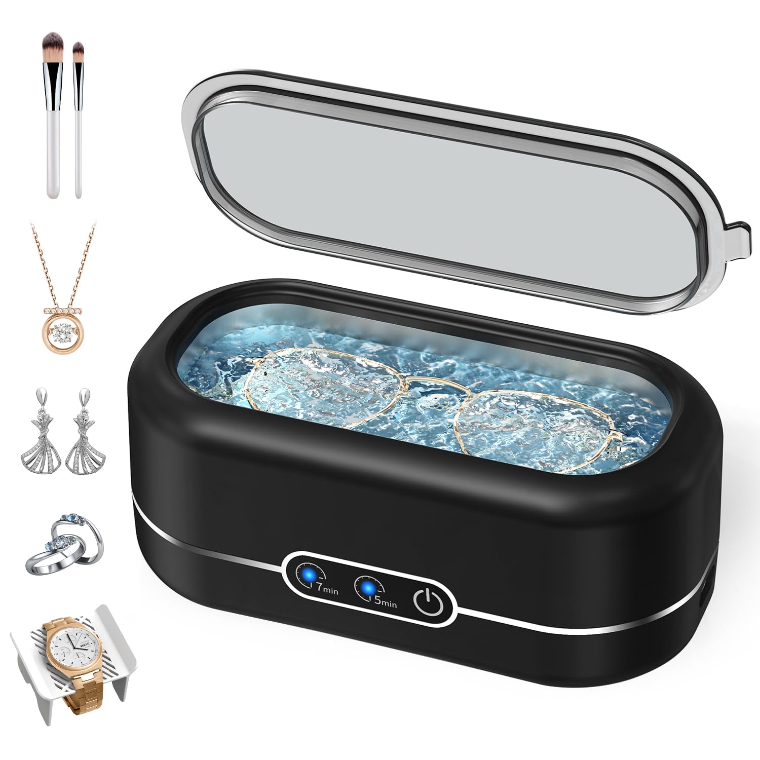 Detalle de Miorcols M9B106 Ultrasonic Cleaner, 48 kHz, 12 oz Tank, 2 Cleaning Modes