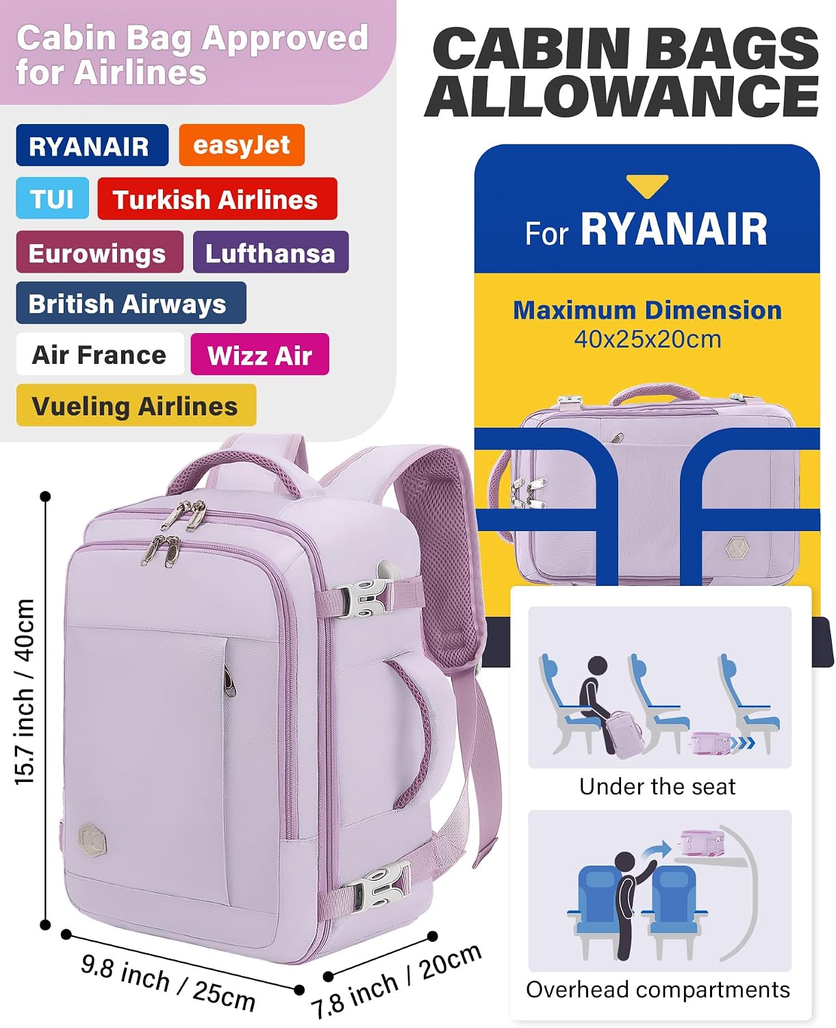 Thumbnail 2 de VANKEV Ryanair Cabin Bag 20L 40x20x25cm