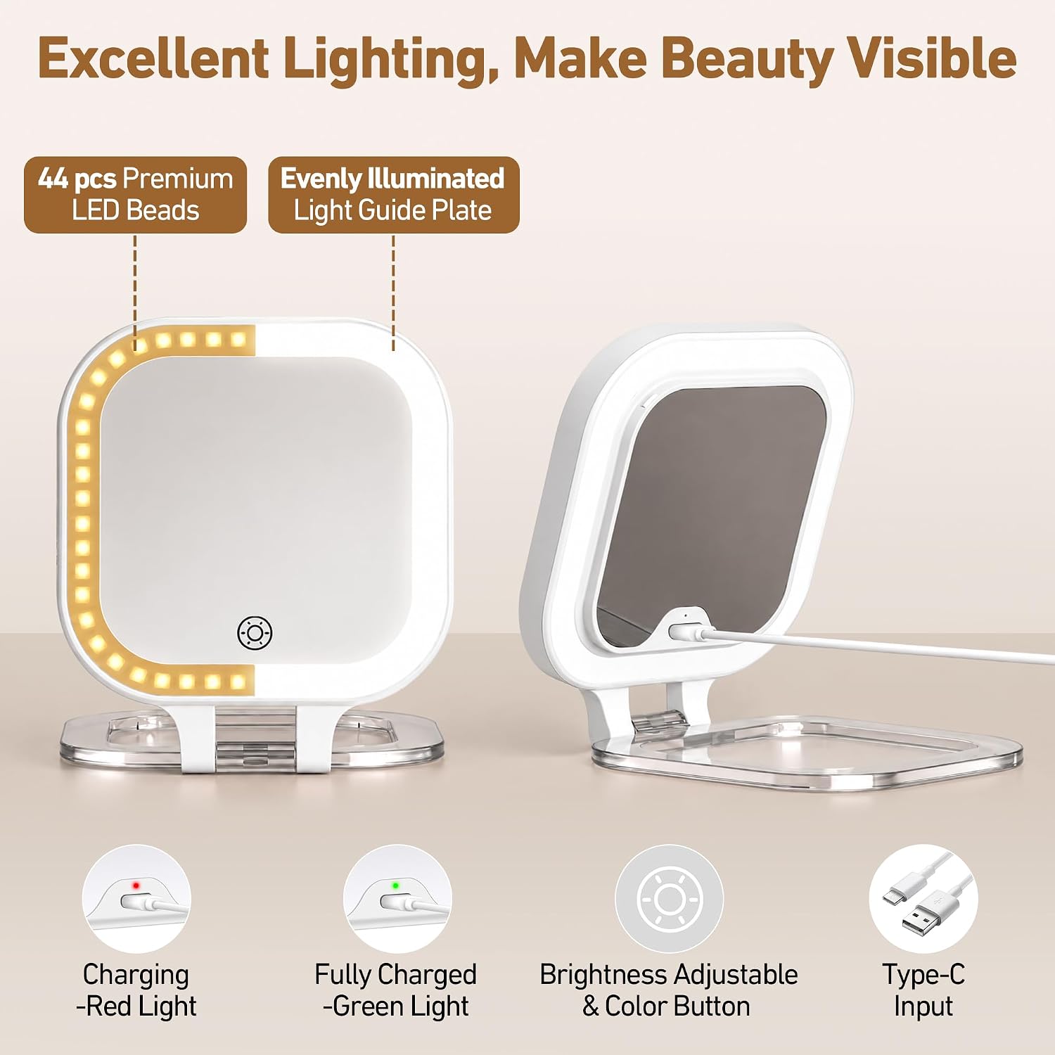 Thumbnail 6 de GOMIPURU Travel Mirror with Light, 1x/30x Magnification, Three Light Colours
