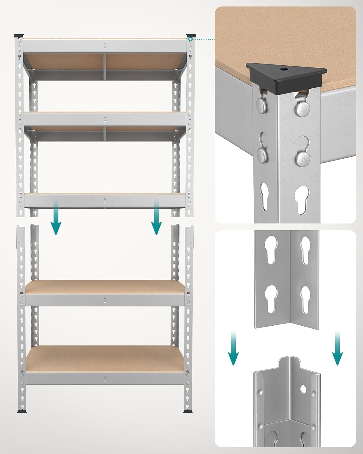 Detalle 2 de SONGMICS GLR300EZ03 förvaringshylla med 5 hyllplan, silver