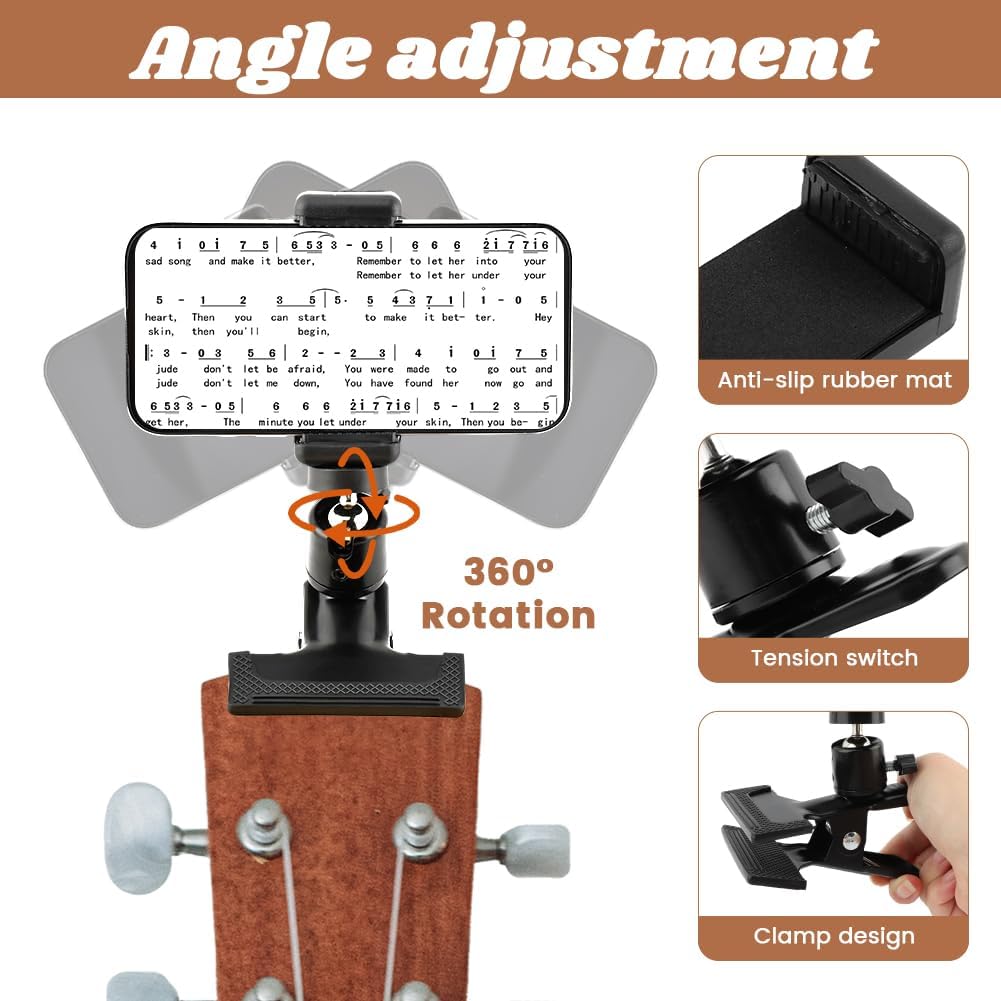 Detalle de Guitar Phone Holder with 360° Rotation