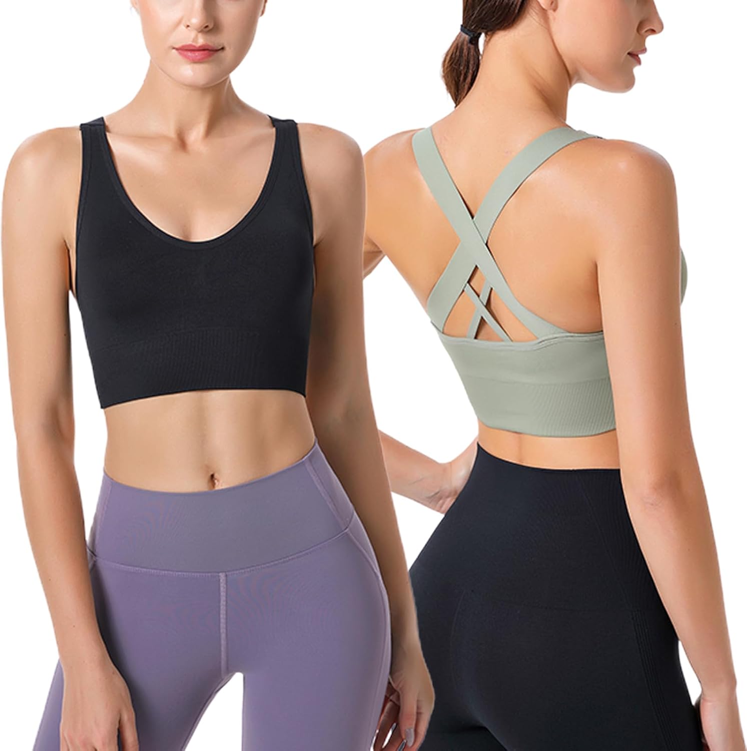 Thumbnail 1 de HANERDUN Damen Sport-BH mit starkem Halt, Crossback und nahtlosem 4-Wege-Stretch – mit herausnehmbaren Pads