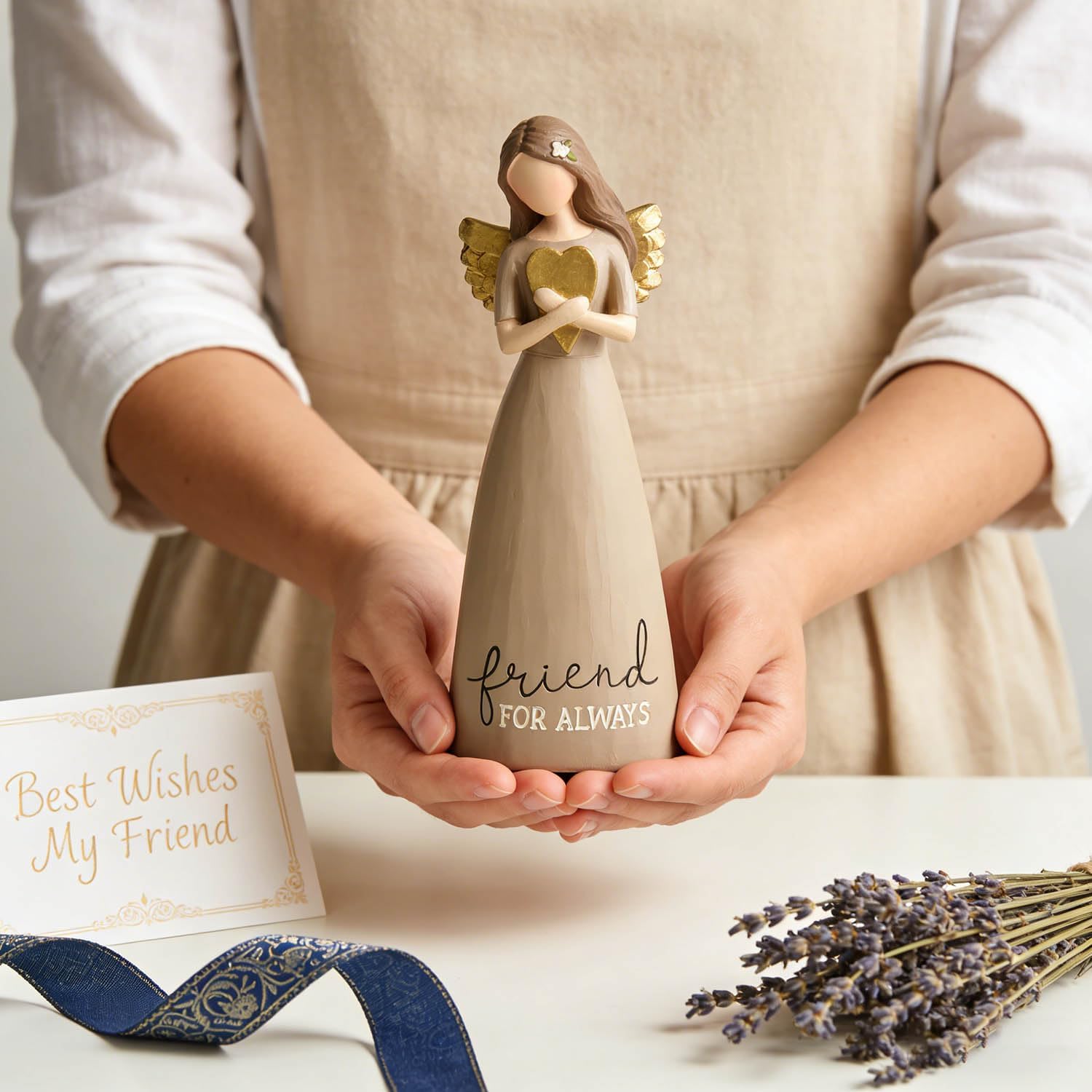 Detalle de DurableDelights Friend for Always Angel Figurine, Taupe Resin Keepsake