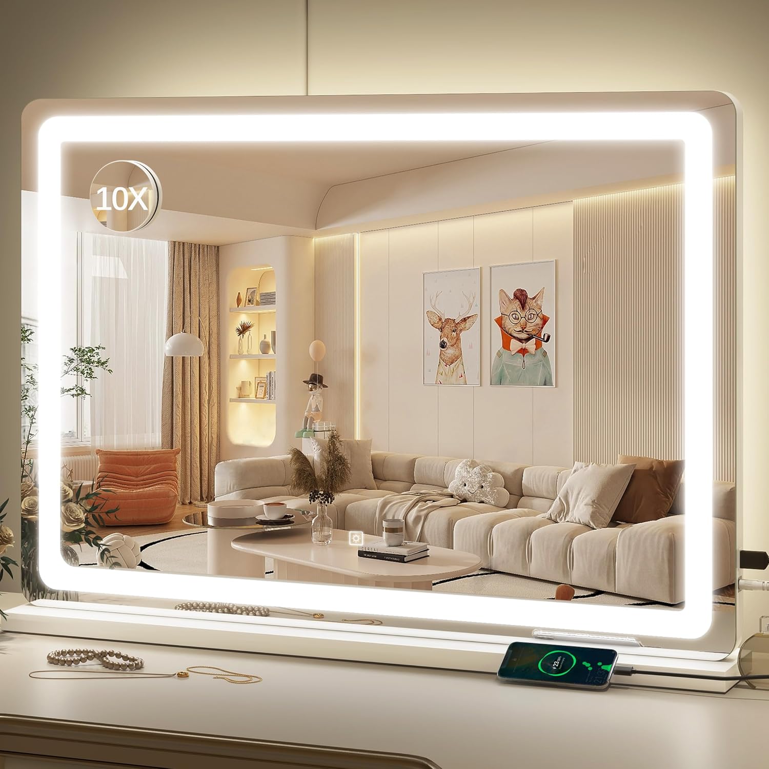 Detalle de ROLOVE Vanity Mirror 32" LED Makeup Mirror 🪞