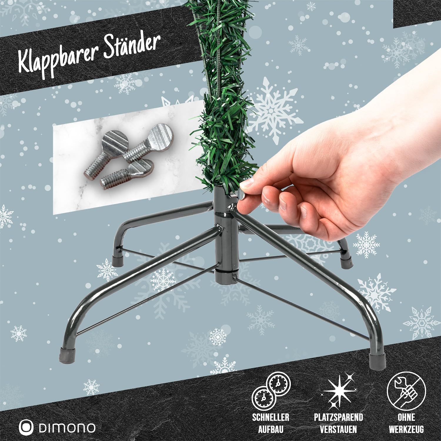 Detalle de DIMONO Sapin de Noël Artificiel Enneigé 120 cm - 300 Pointes, branches PVC ultra-denses, support inclus