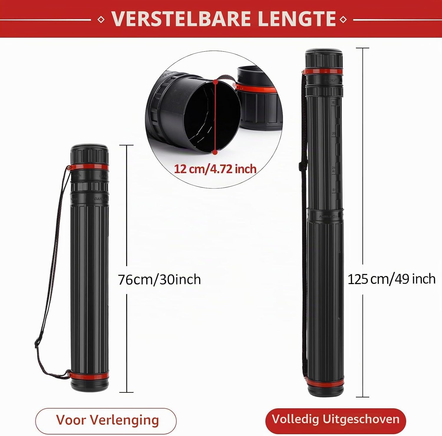 Detalle de DEWEL CYX-2116-L telescopische posterrol voor A0, van kunststof
