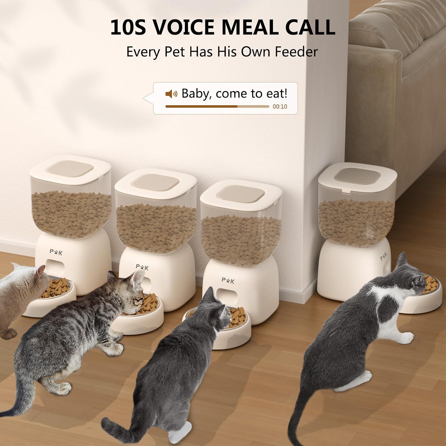 Thumbnail 4 de PUPPY KITTY automatische kattenvoerautomaat van 3 l met spraakopname en timer