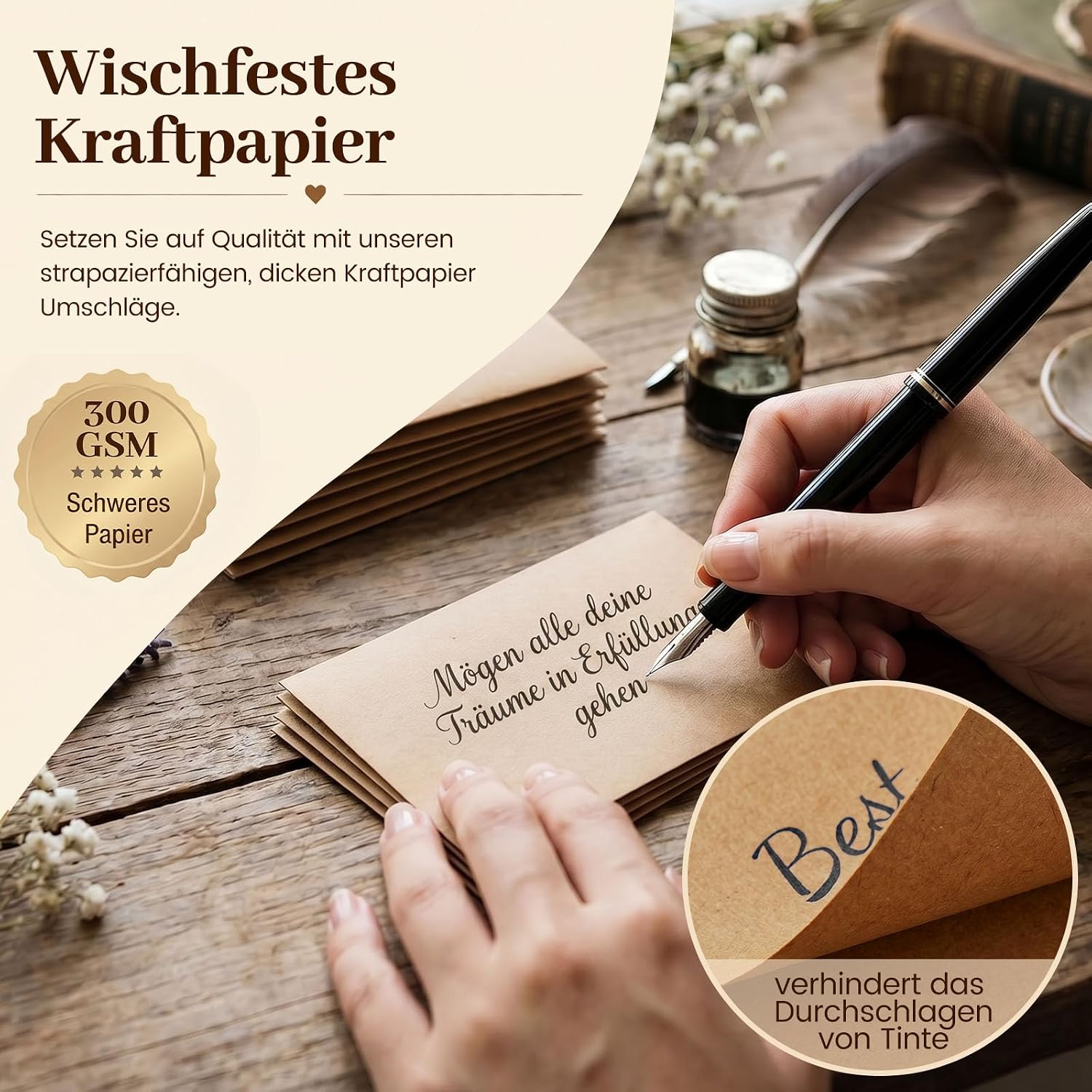 Detalle de HAKACC kraftenveloppen met hartvormige sluiting, set van 100