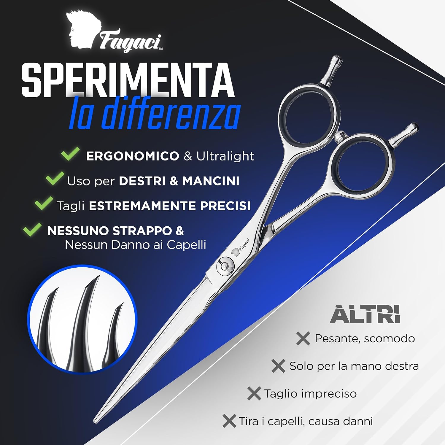 Thumbnail 3 de Fagaci Forbici Parrucchiere Professionali 5.5" – Lame Sottili in Acciaio 440C, Bilanciate e Ambidestre