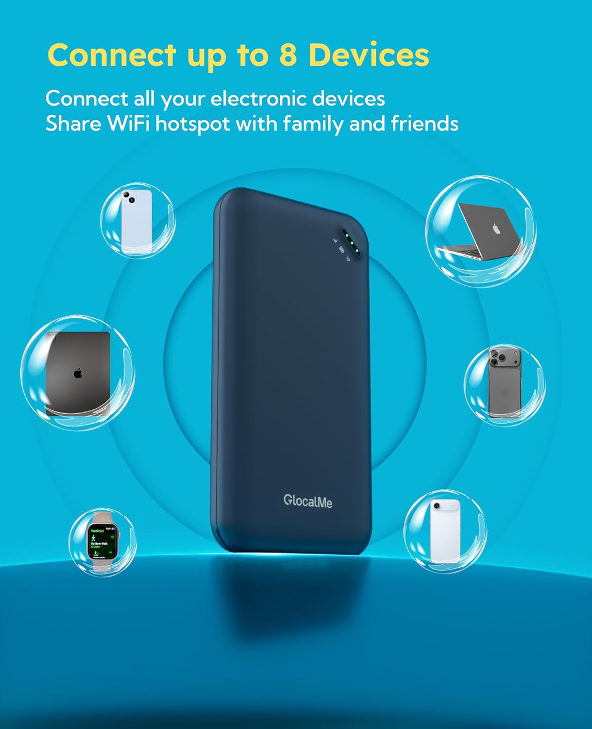 Detalle 2 de GlocalMe UPP 4G Mobile Hotspot: Global 8-Device Pocket WiFi with 1.1GB Data (90 Days) — No SIM Required
