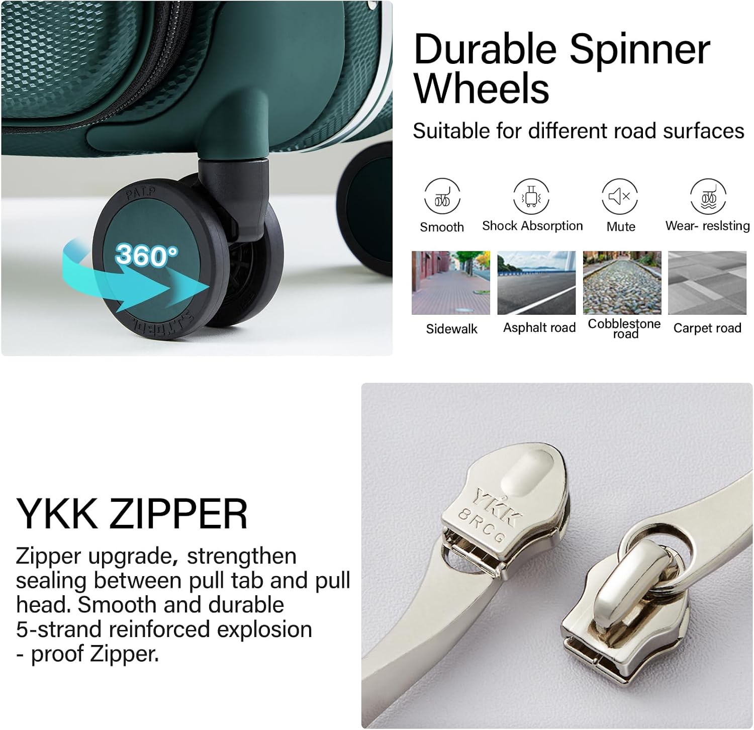 Thumbnail 5 de Hanke Front Opening 20-Inch Cabin Luggage: Blackish Green Hard Shell with 4 Dual Spinner Wheels