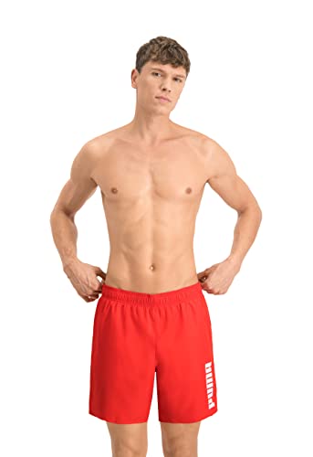 Detalle de PUMA Shorts 100002245 para hombre – Traje de baño rojo, secado rápido y elástico