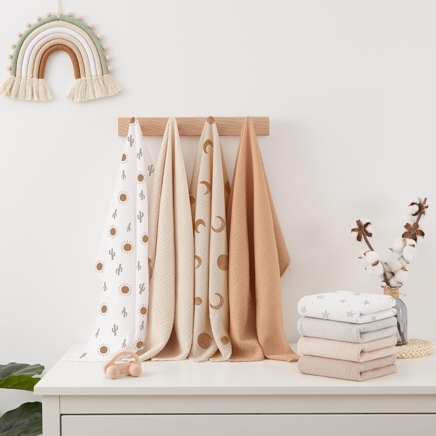 Thumbnail 4 de Susurration Mulltücher Baby Spucktücher 8er-Set (100% Baumwolle, 60x60 cm) – Musselin für Jungen und Mädchen