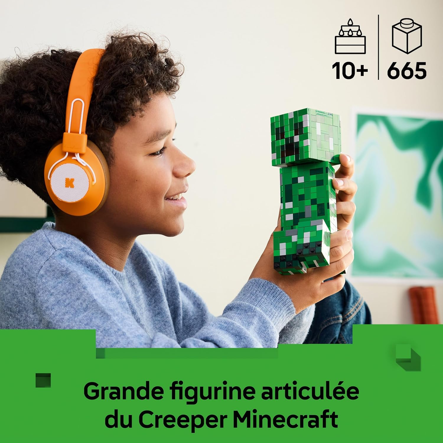 Detalle de LEGO Minecraft Le Creeper 21276 – 1 figurine grande et interactive à exposer
