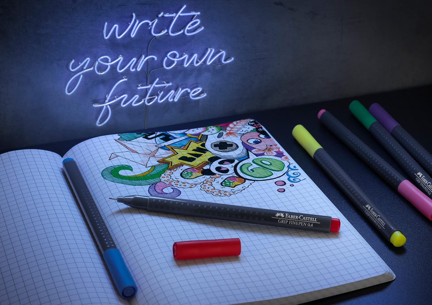 Detalle de Faber-Castell 151630 Box mit 30 Grip Finelinern – 0,4 mm, ergonomischer Griff
