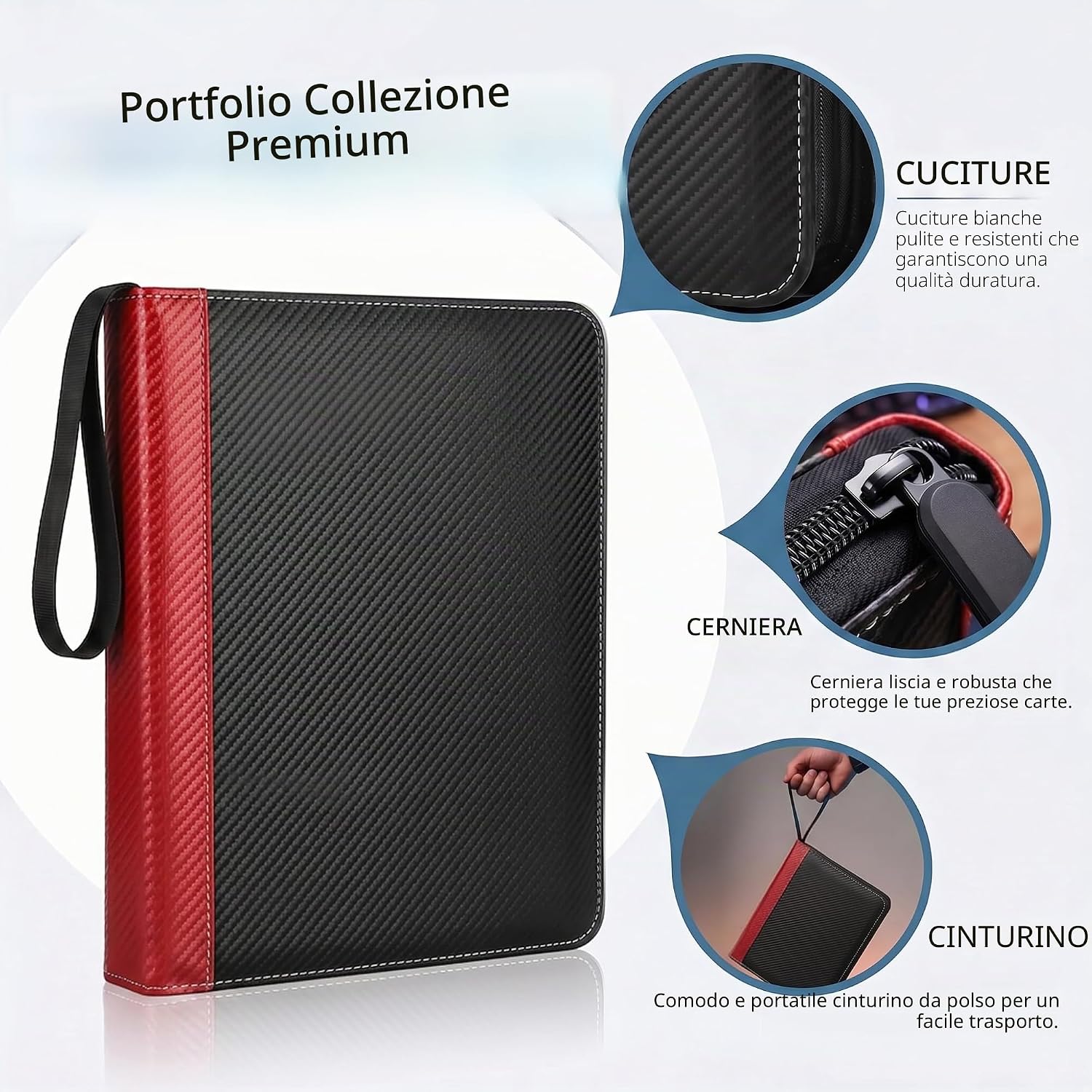Detalle de KORVORIA Album Porta Carte 900 Tasche: grande capacità, protezione e stile in rosso