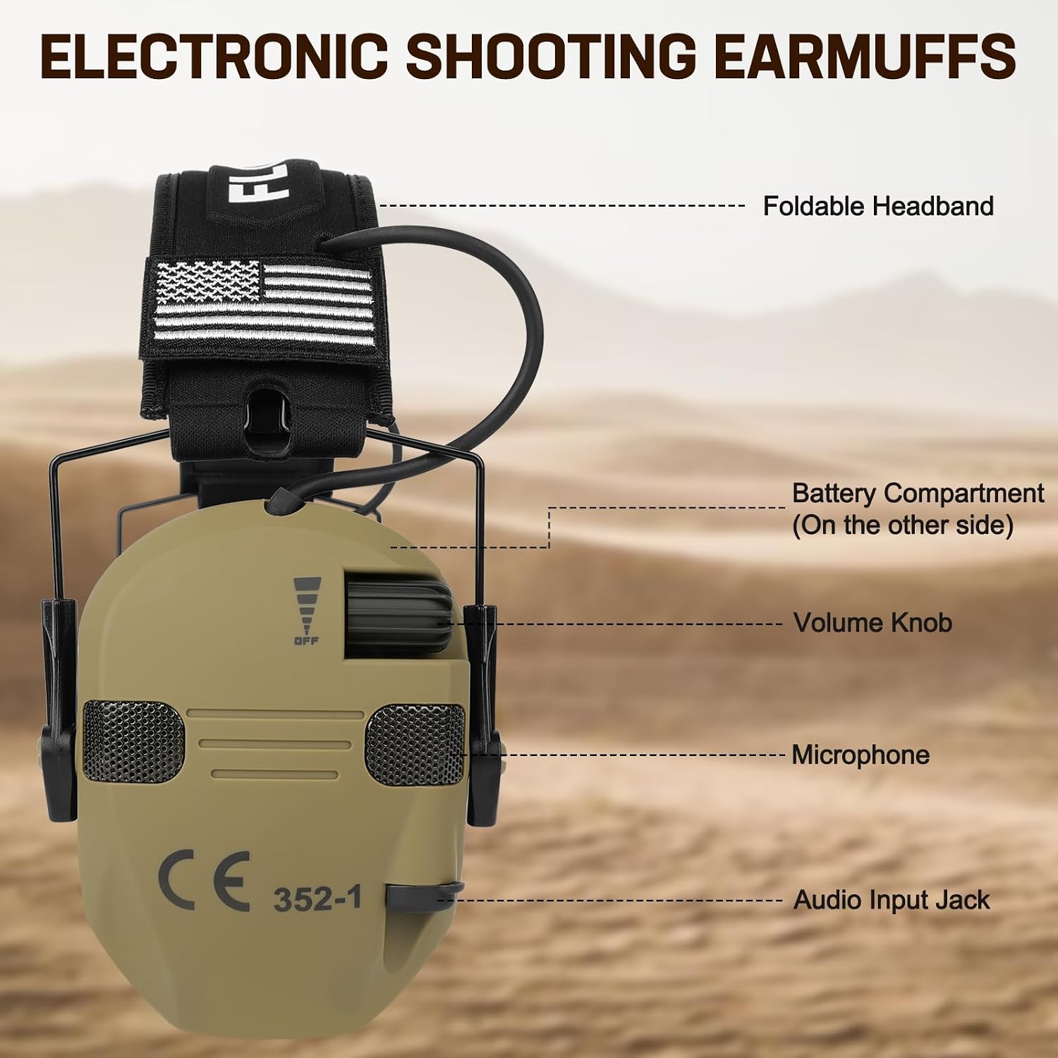 Detalle de Floriogra Electronic Ear Protection for Shooting (NRR 23dB, 5X Sound Amplification)
