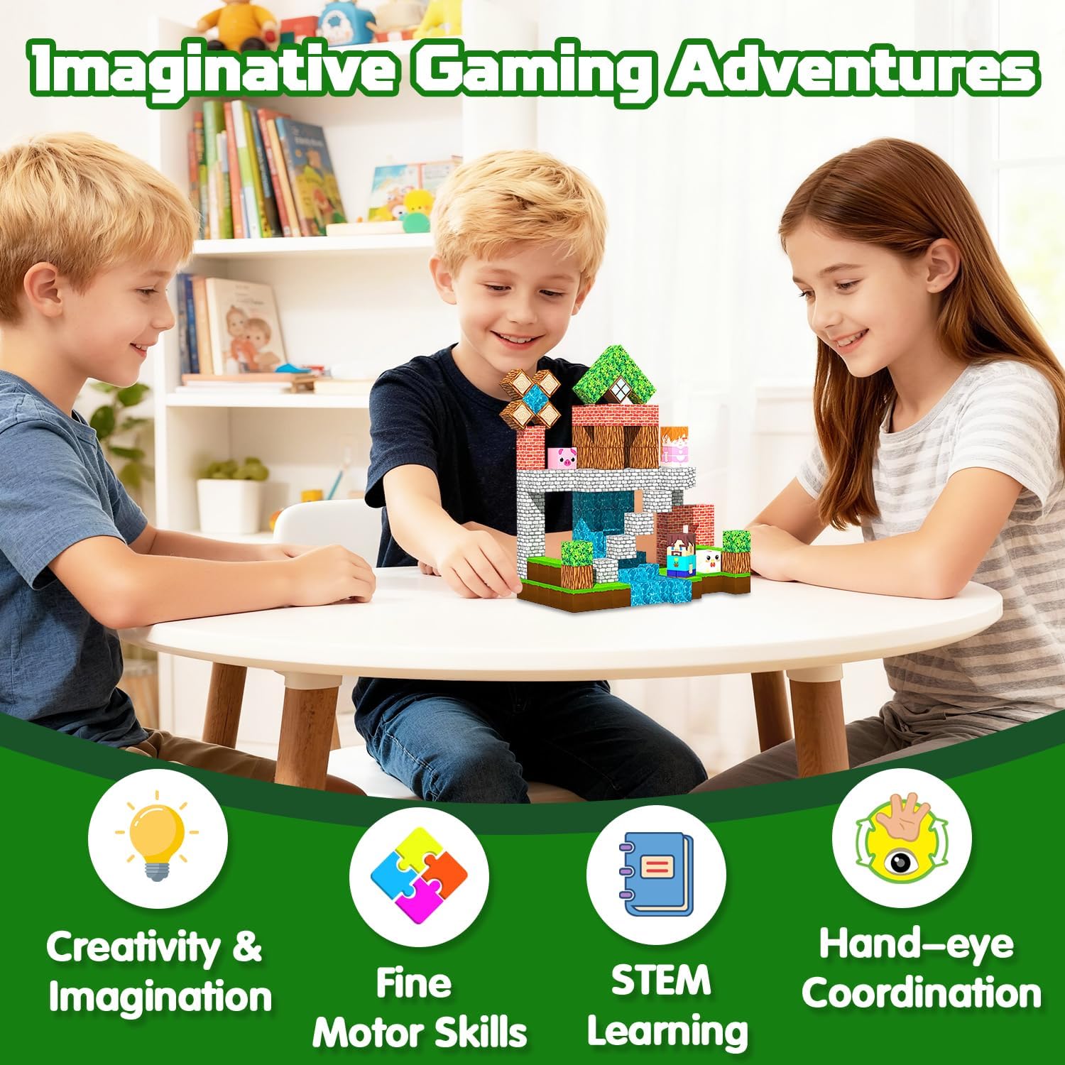 Thumbnail 3 de SSAWER Magnetic Blocks 48PCS: Forest House Set for 3+ Kids