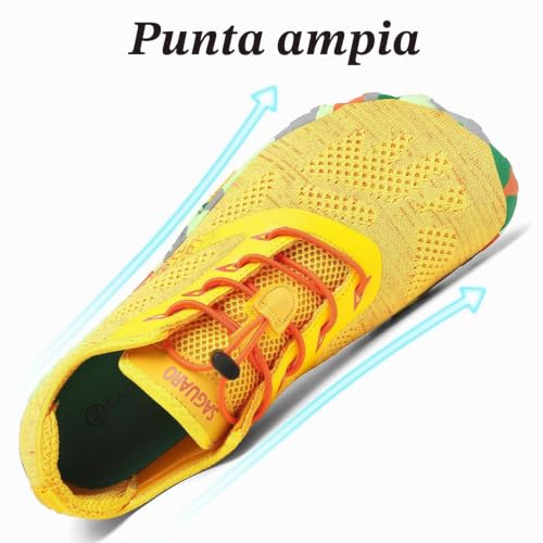 Detalle 2 de SAGUARO Scarpe Barefoot Minimaliste Uomo/Donna – Multisport Giallo 38 EU
