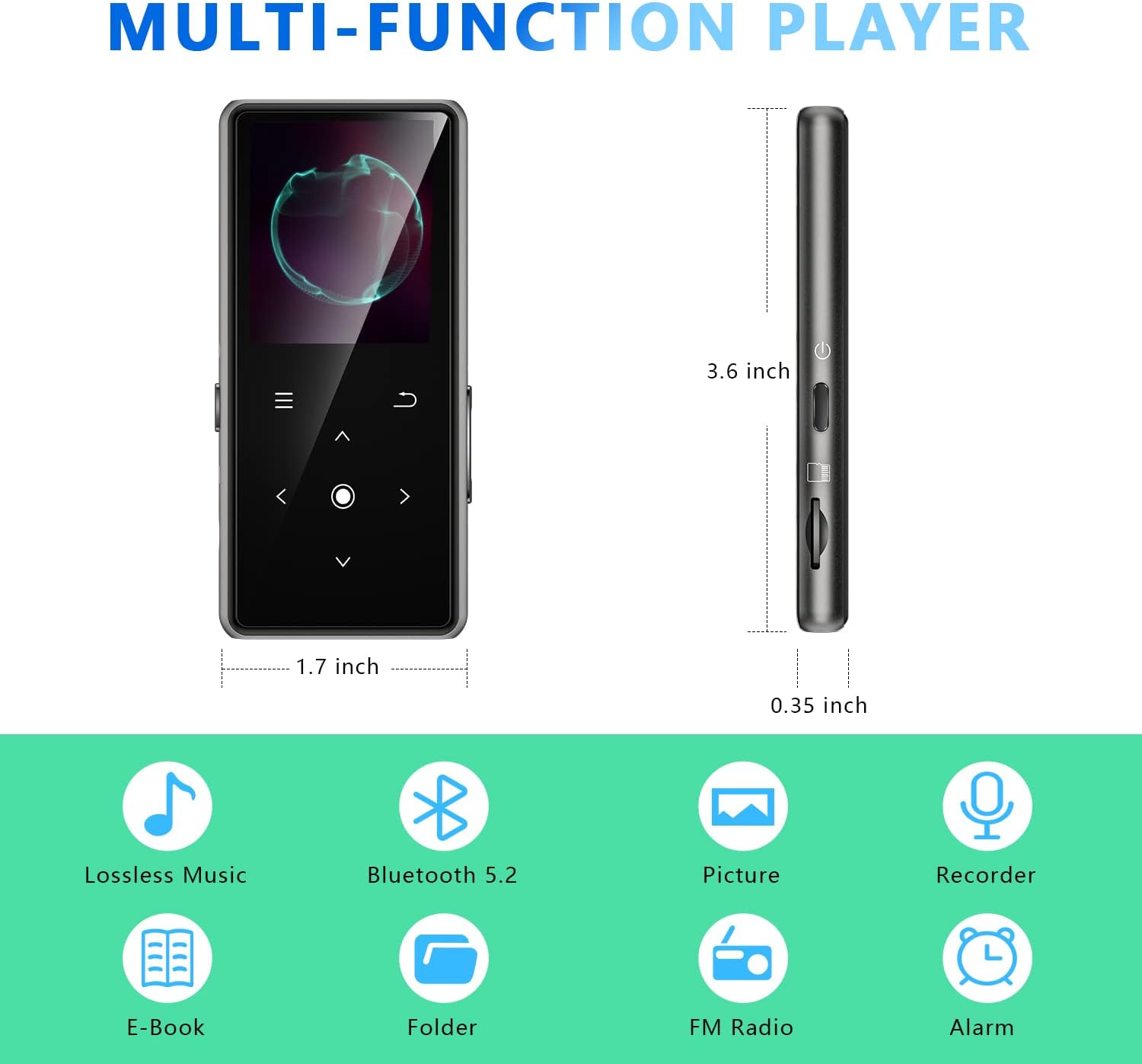 Thumbnail 6 de AiMoonsa 64GB MP3 Player with Bluetooth 5.2