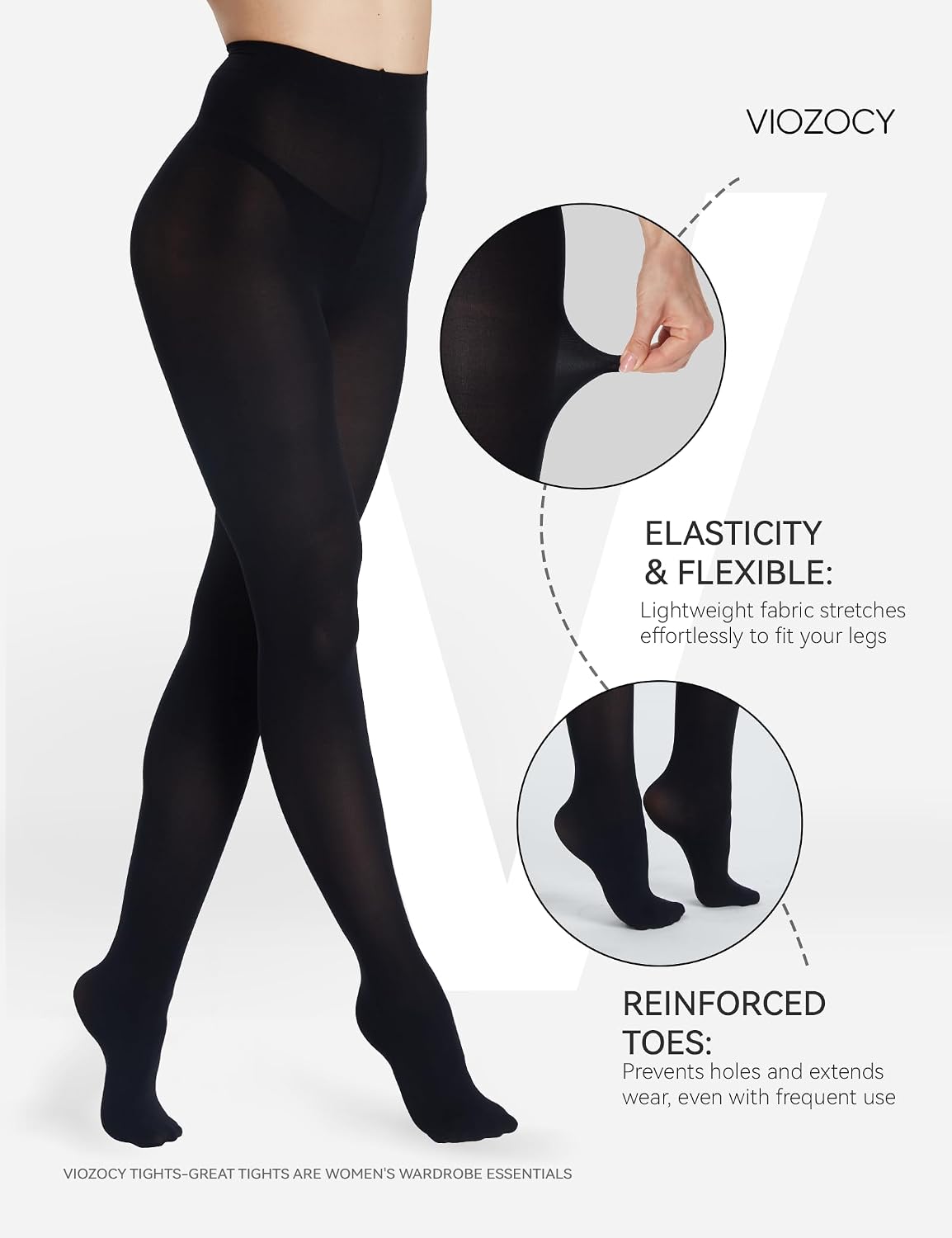 Detalle 2 de Viozocy Collant Femme 80 Deniers Taille Haute