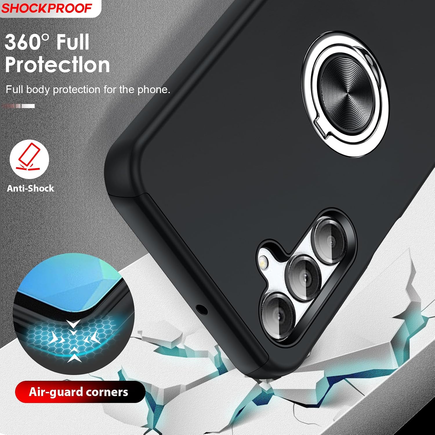 Detalle 2 de LeYi case for Samsung Galaxy A16 4G/5G with tempered glass + camera lens protectors (black)