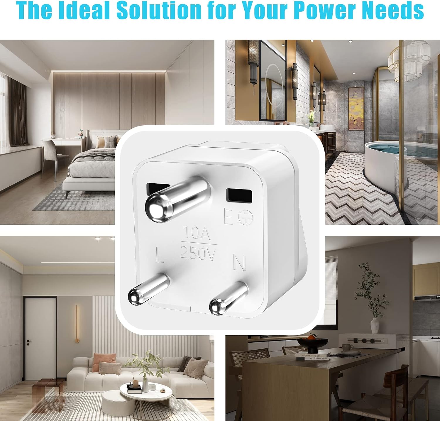 Thumbnail 5 de PABANCE Type D UK to India plug adapter 4-pack ๐