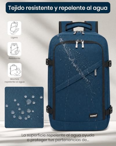 Detalle de Kono mochila de cabina 40 x 20 x 25 cm con apertura de 180° y correa para equipaje