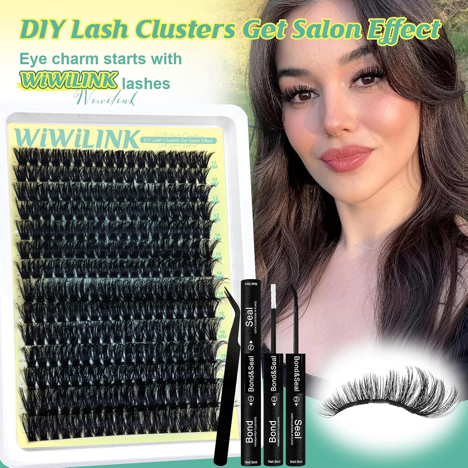 Thumbnail 1 de WiWiLINK RRKIT-80D 80D Lash Cluster Kit, D Curl, 10–20mm, Bond & Seal