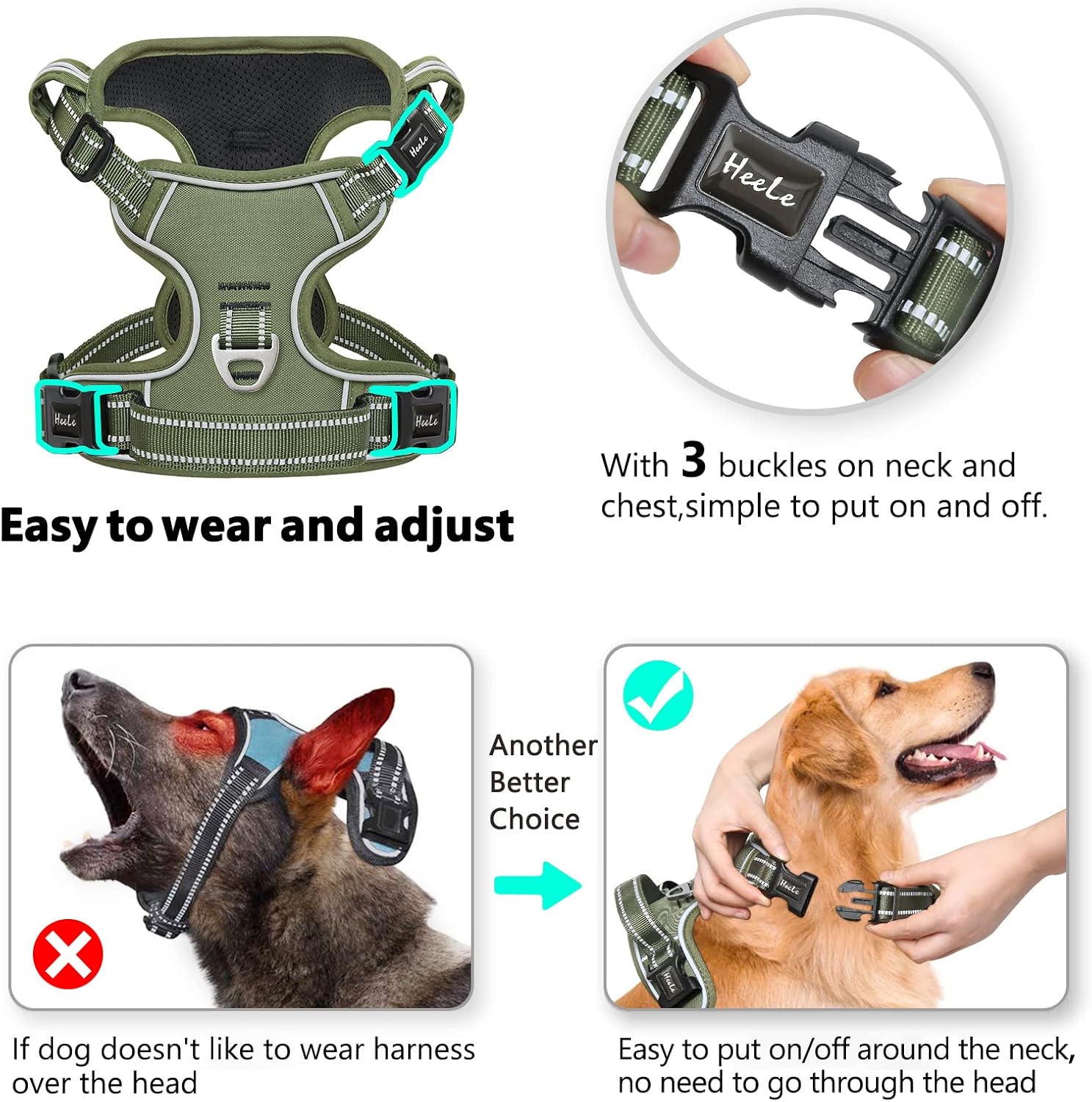 Detalle 2 de HEELE Harnais Chien Anti-Traction XS 🐕