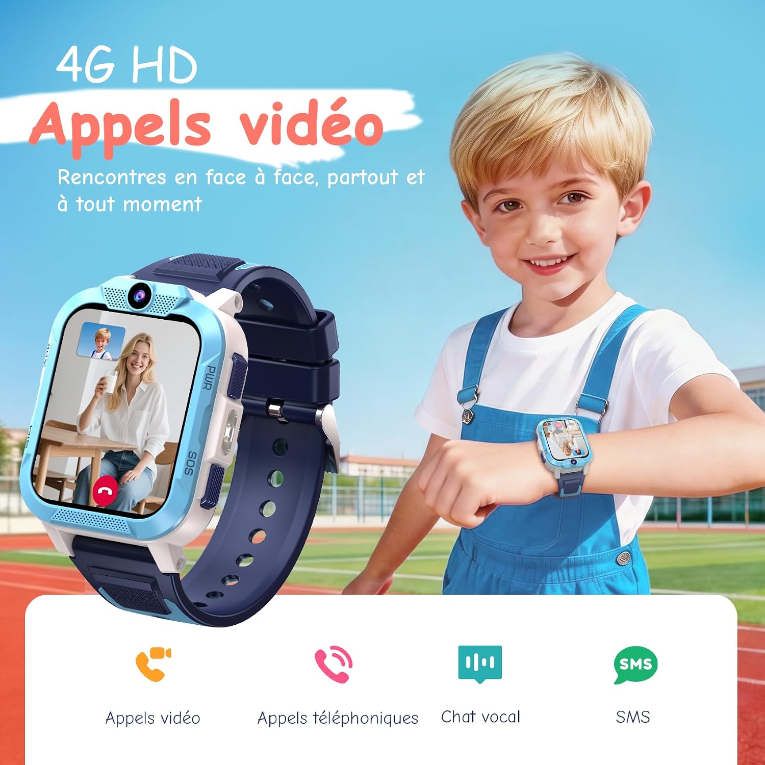Detalle de IOWODO Montre Connectée Enfant 4G avec GPS – sécurité, appels vidéo et mode École