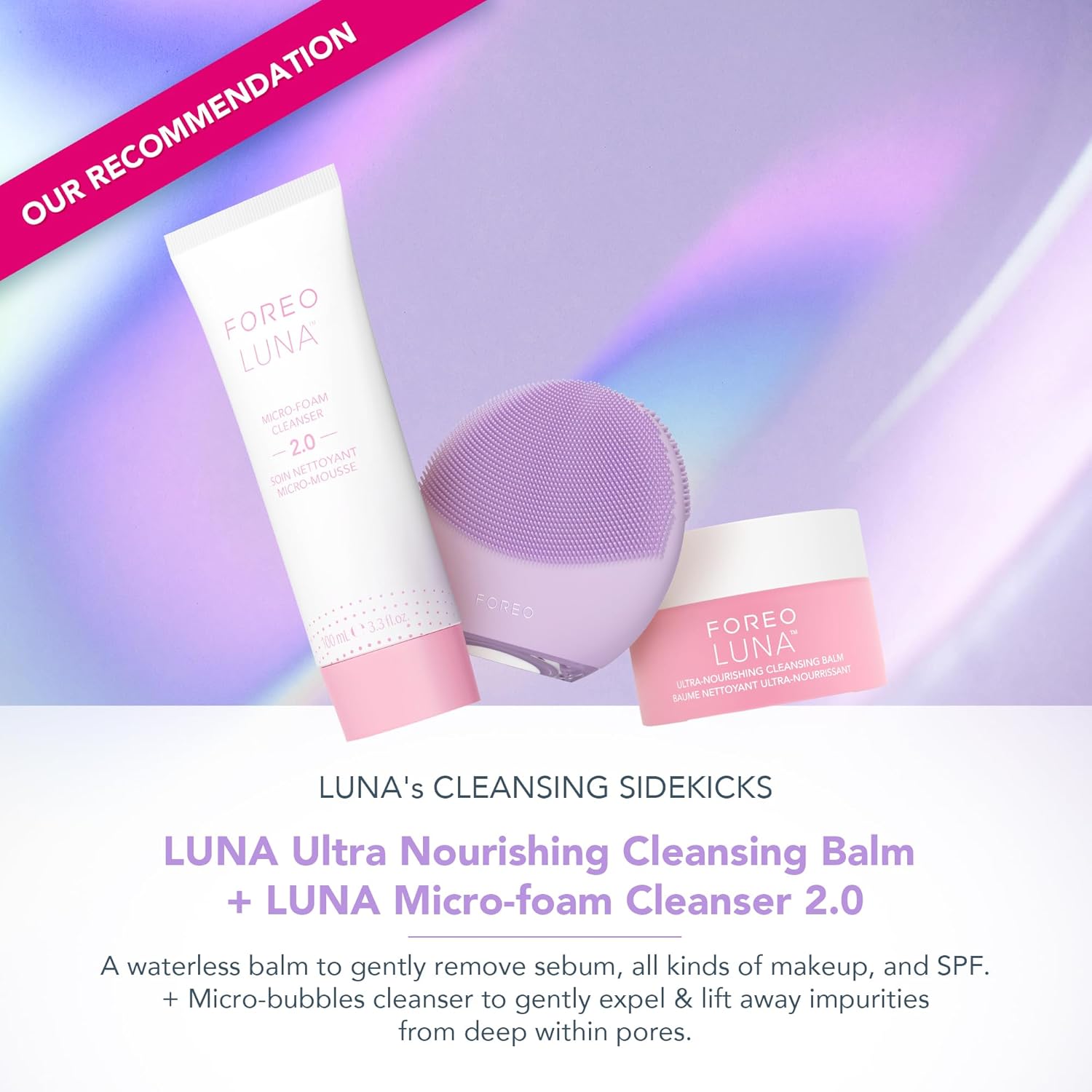 Thumbnail 3 de FOREO LUNA 4 mini Gesichtsreinigungsbürste & Massage (Lavender) – 2-Zonen-Silicone-Tool für gründliche Reinigung