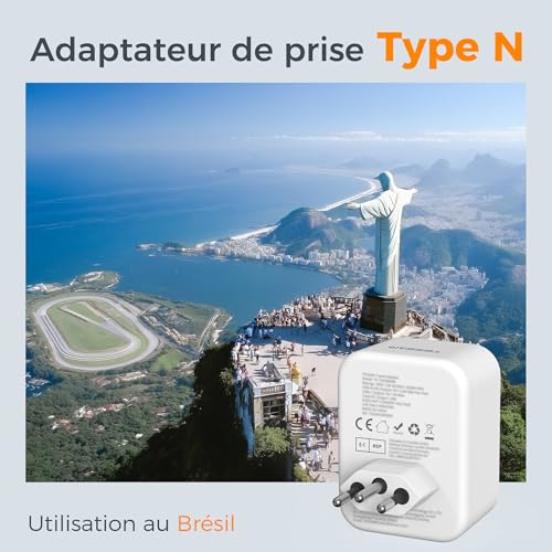 Thumbnail 2 de Adaptateur Prise Brésil avec USB-C et USB-A par TESSAN – 4 en 1, compact et polyvalent