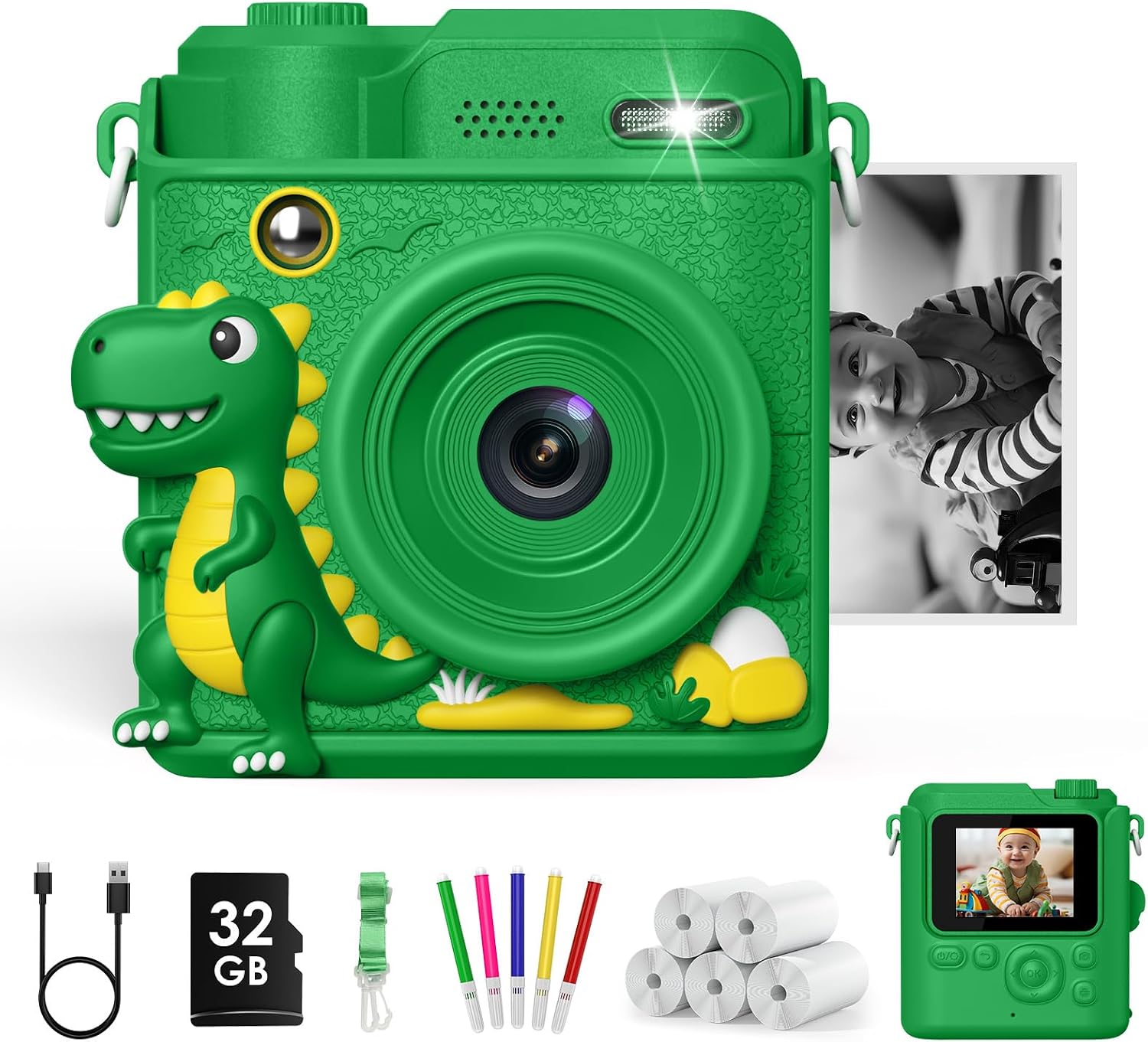 Detalle de Gofunly Kids Camera Instant Print (1080P) with 32GB card and 5 print paper rolls