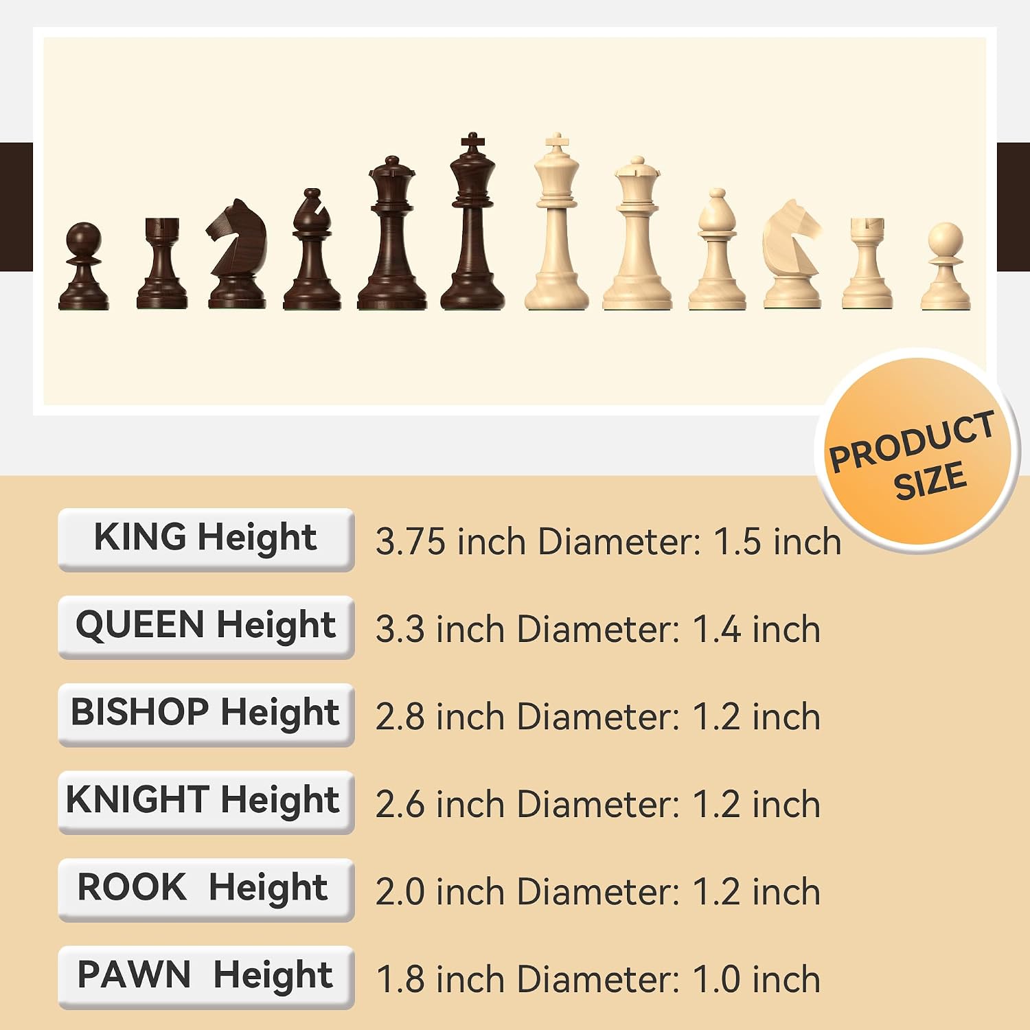 Detalle de doowroodni Wooden Chess Pieces, 3.75-Inch King