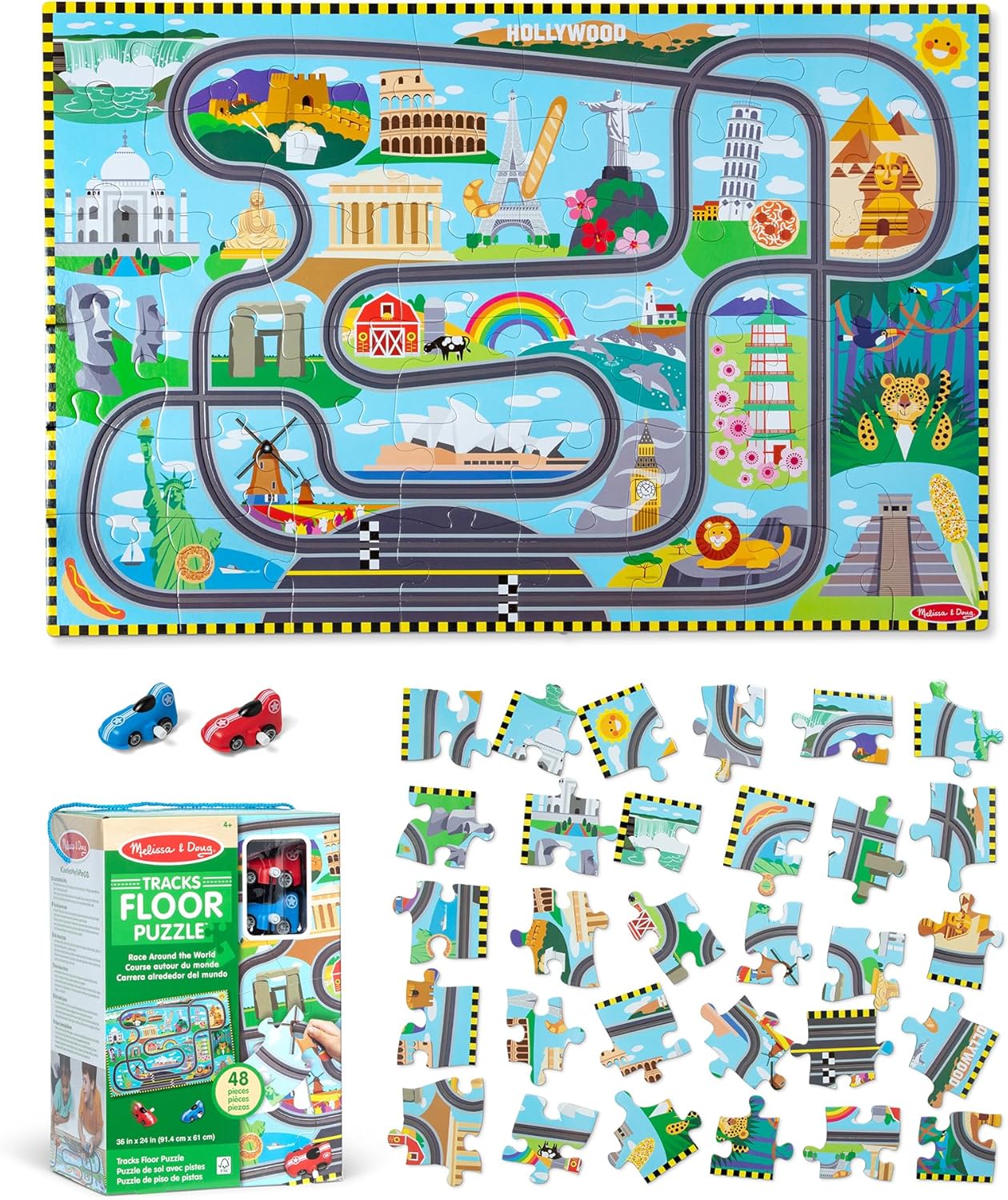 Detalle de Melissa & Doug Bodenpuzzle Autorennen ab 3