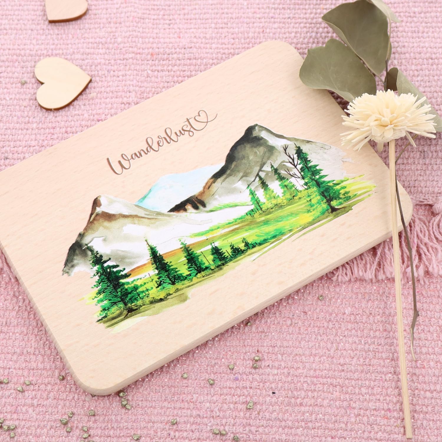 Detalle de Spruchreif Frühstücksbrettchen aus Holz mit UV-Druck – ideal für Wanderfreunde